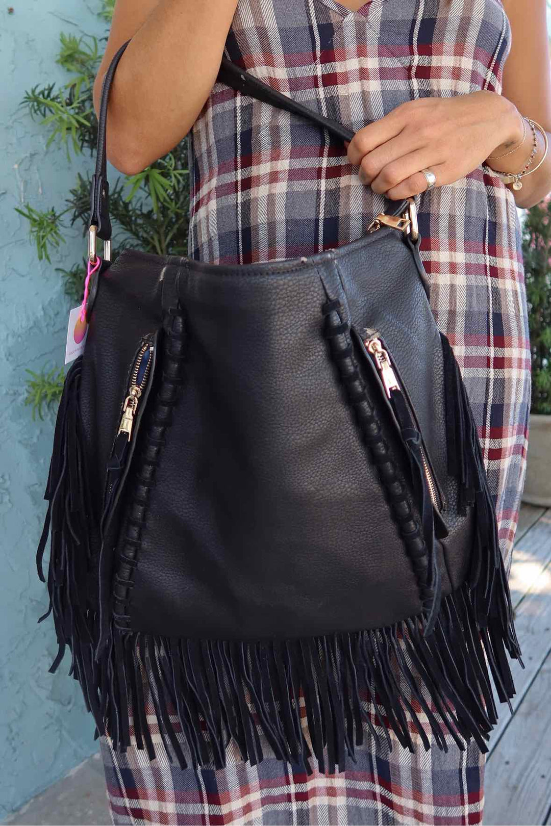Moda Luxe Black Fringe Purse