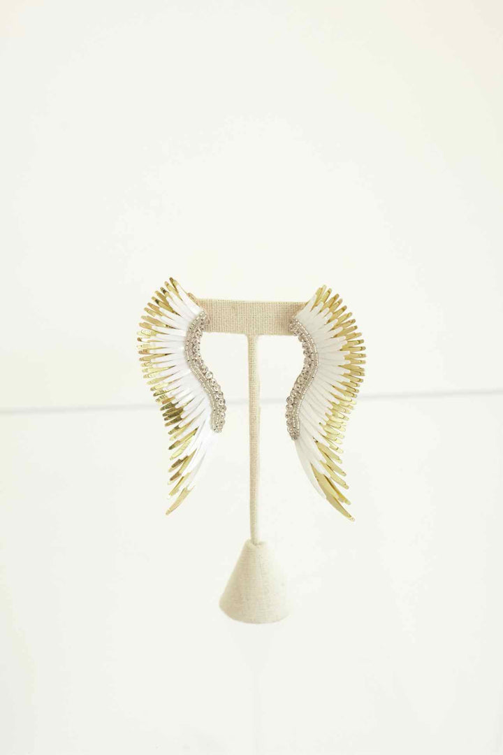 Mignone Gavigan Large Wht/Gld Wing Earrings