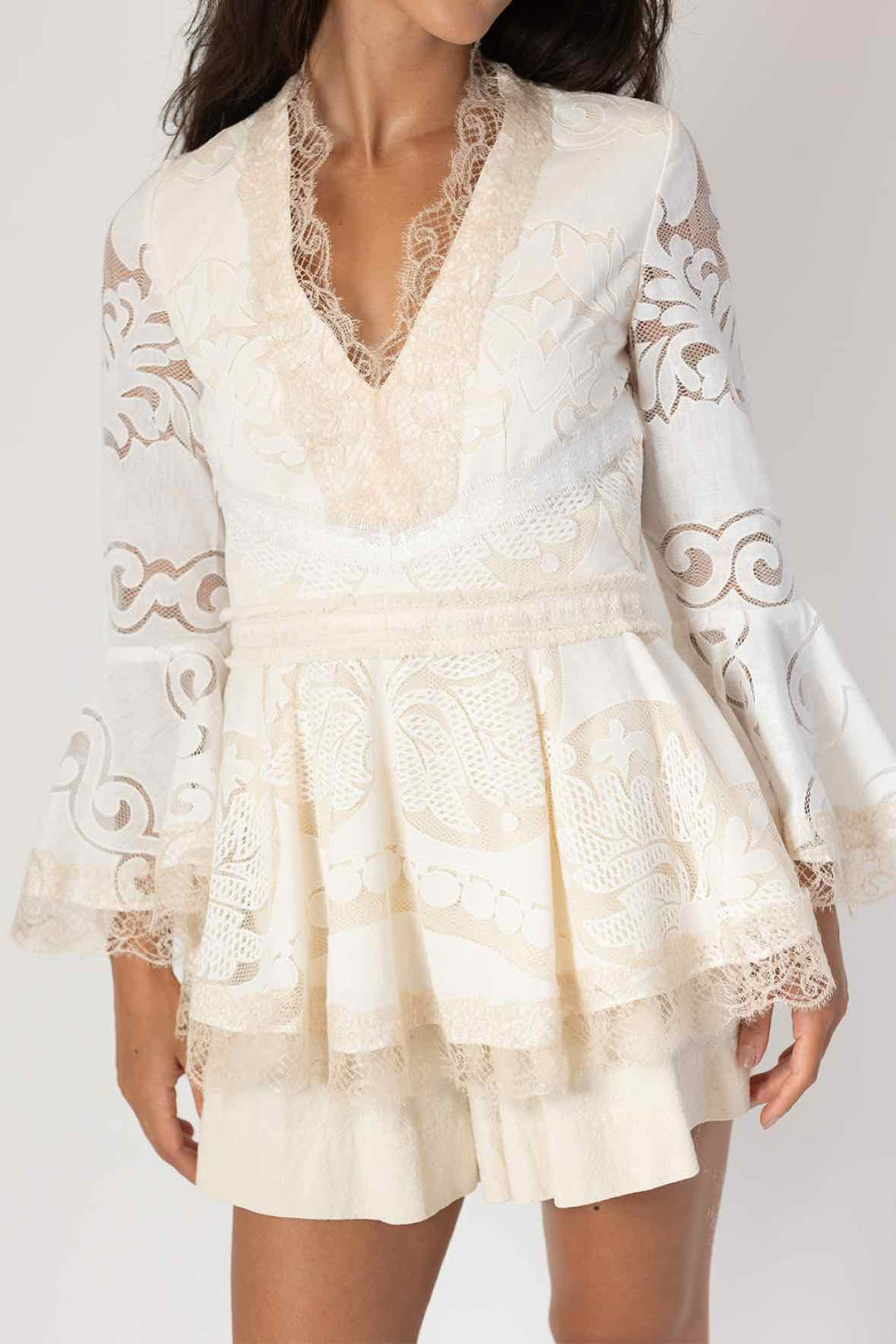 Alexis Size XS Cream Lace Detail Whimsical Top