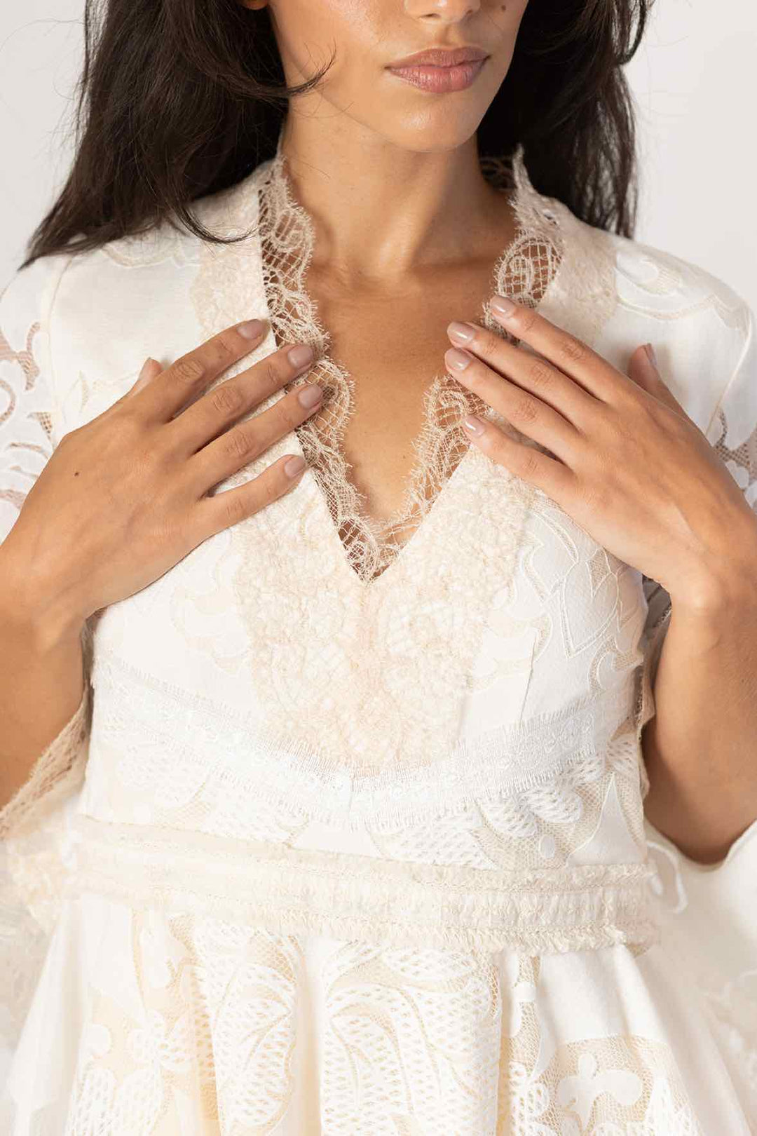Alexis Size XS Cream Lace Detail Whimsical Top