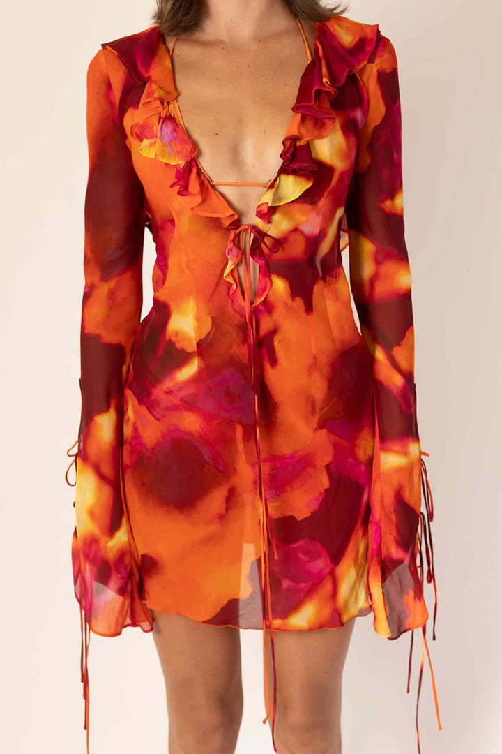 Rat & Boa Size S Chiffon L/s Mini Dress