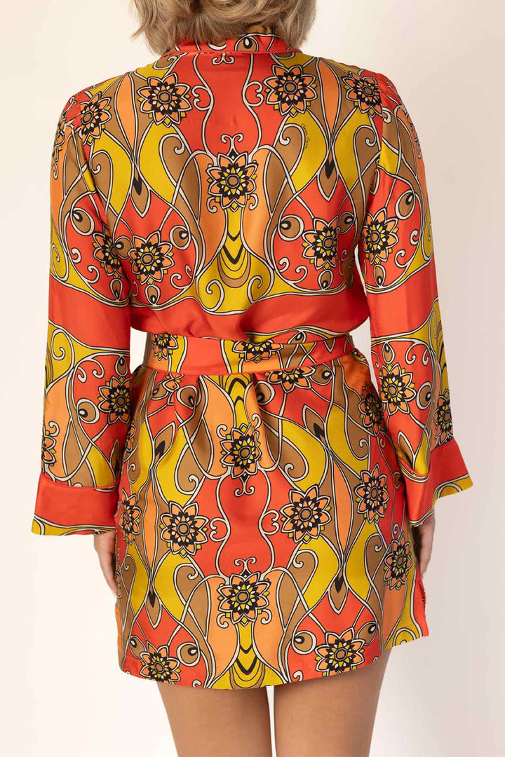 Cara Cara Size S Printed Mini L/s  Dress