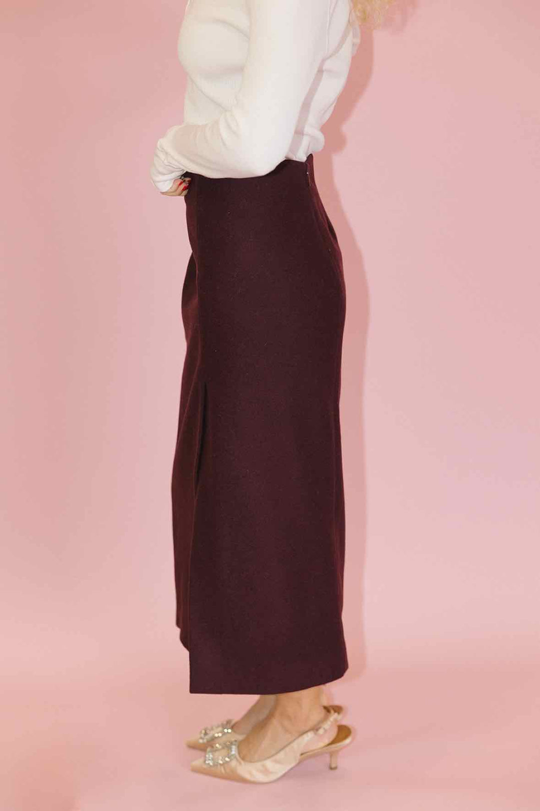 Mango Size S Wool Straight Cut Midi Skirts