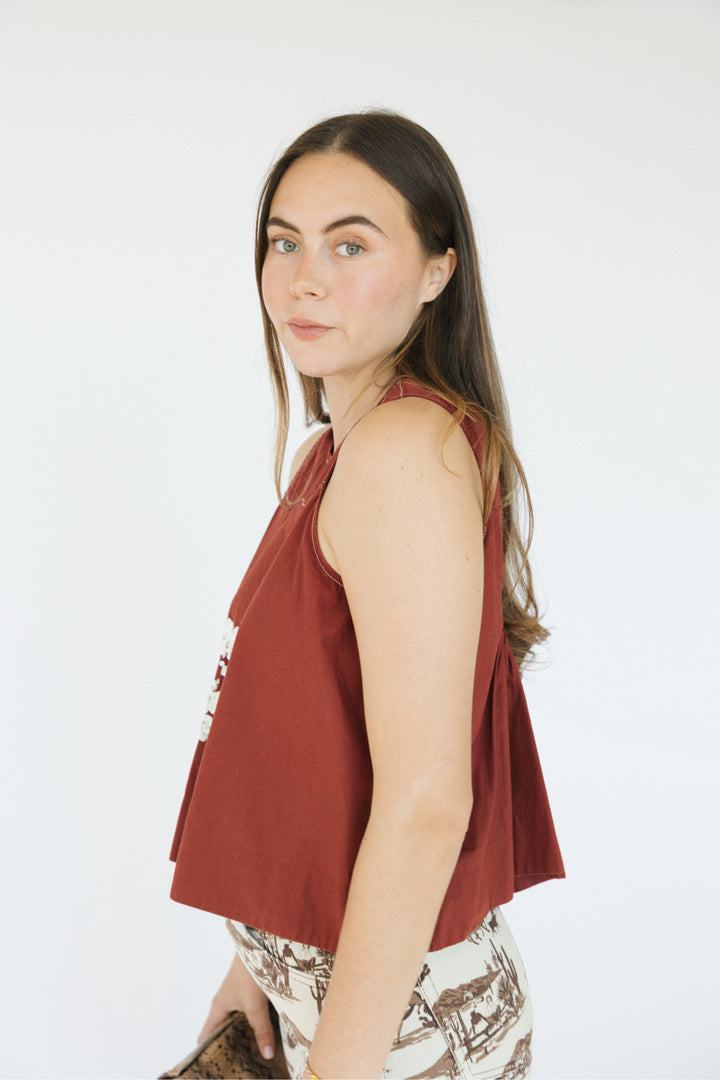 Ganni Size 36 Burgundy Top