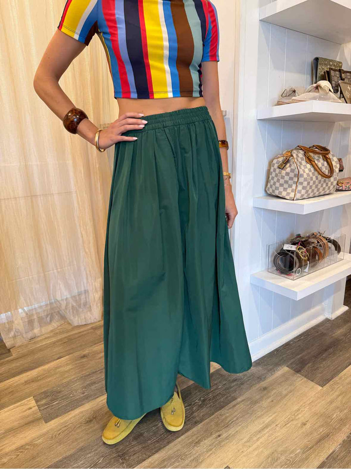 Zara Size XS/S Green Taffeta Maxi Skirt