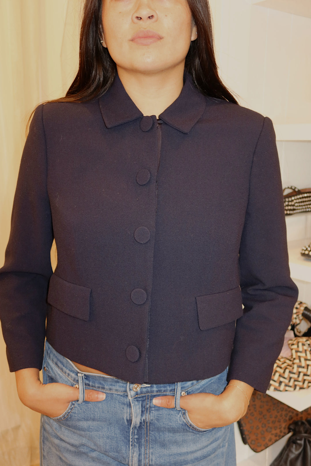 L.K.Bennett Size 8 Black Cropped Peacoat