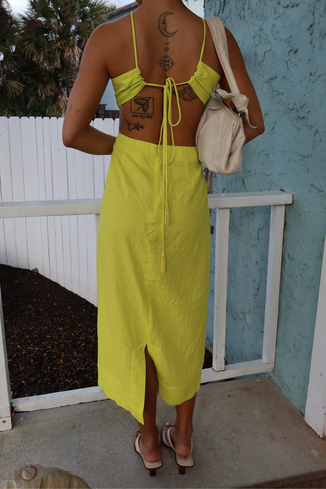 Farm Rio Size M Lime Linen Dress
