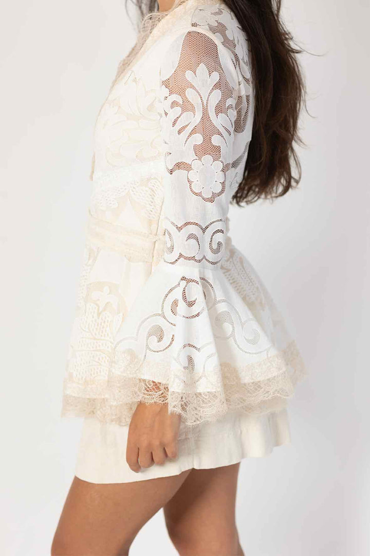 Alexis Size XS Cream Lace Detail Whimsical Top