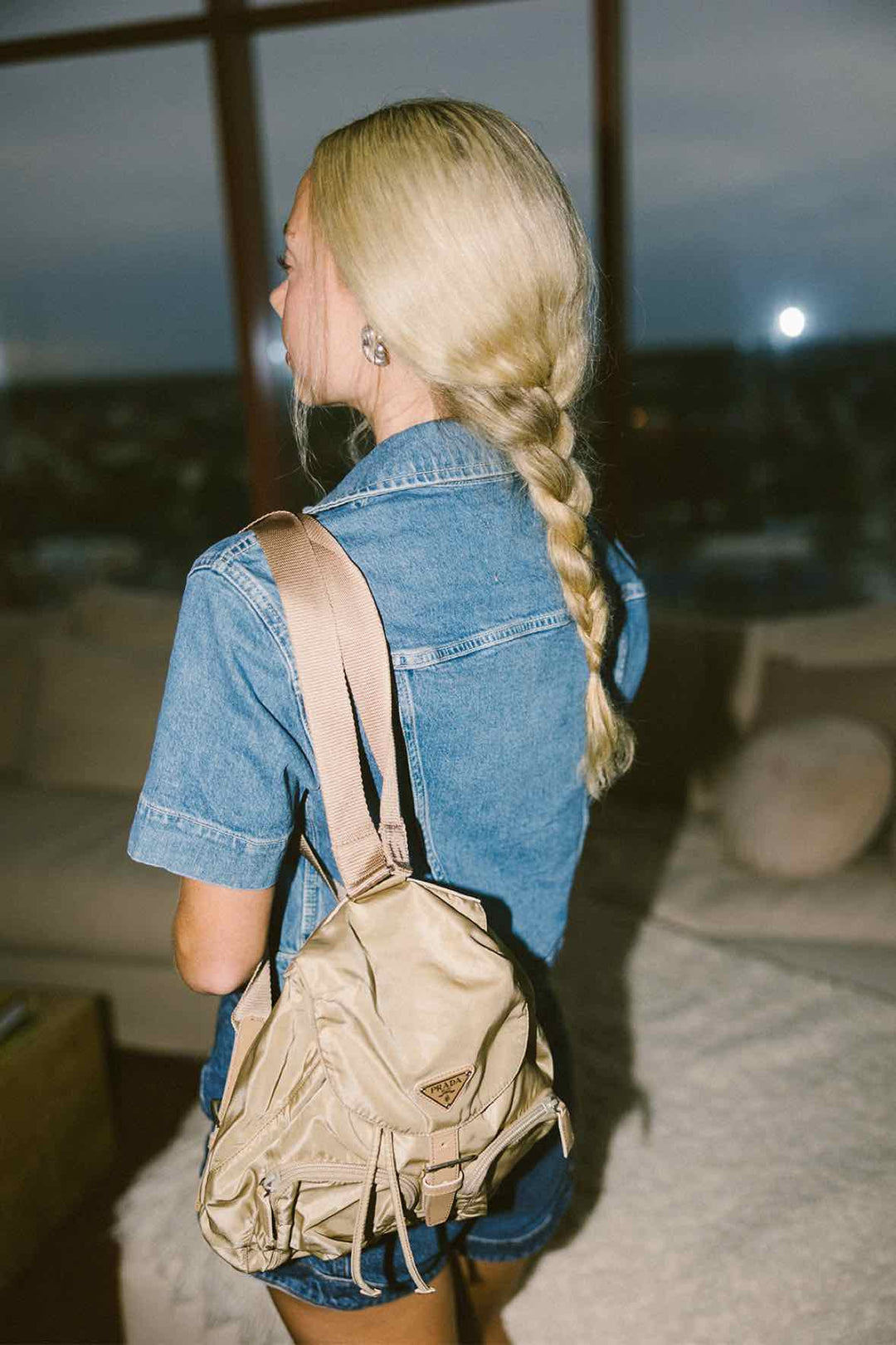 Prada Vela Nylon Backpack in Desert