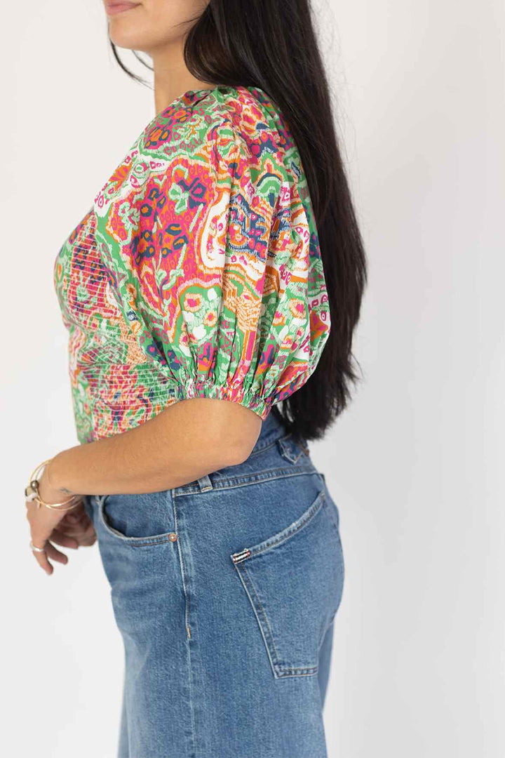 Cleobella  Puff Shoulder Crop  Top