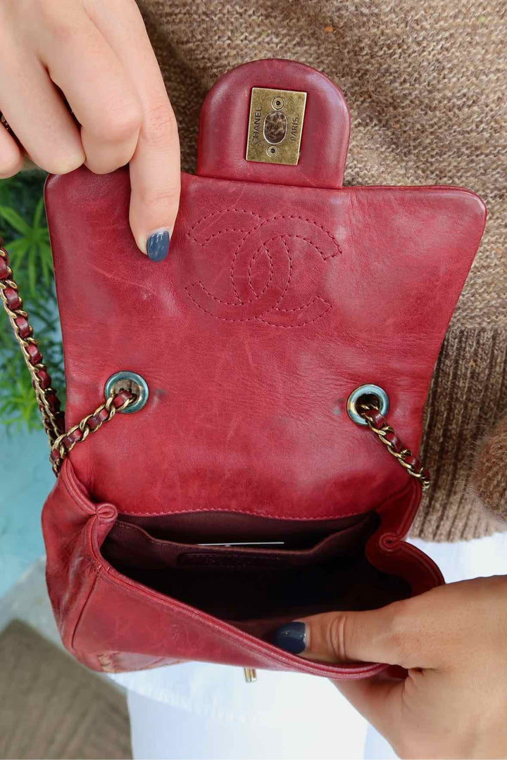 Chanel Size Small Burgundy Purse
