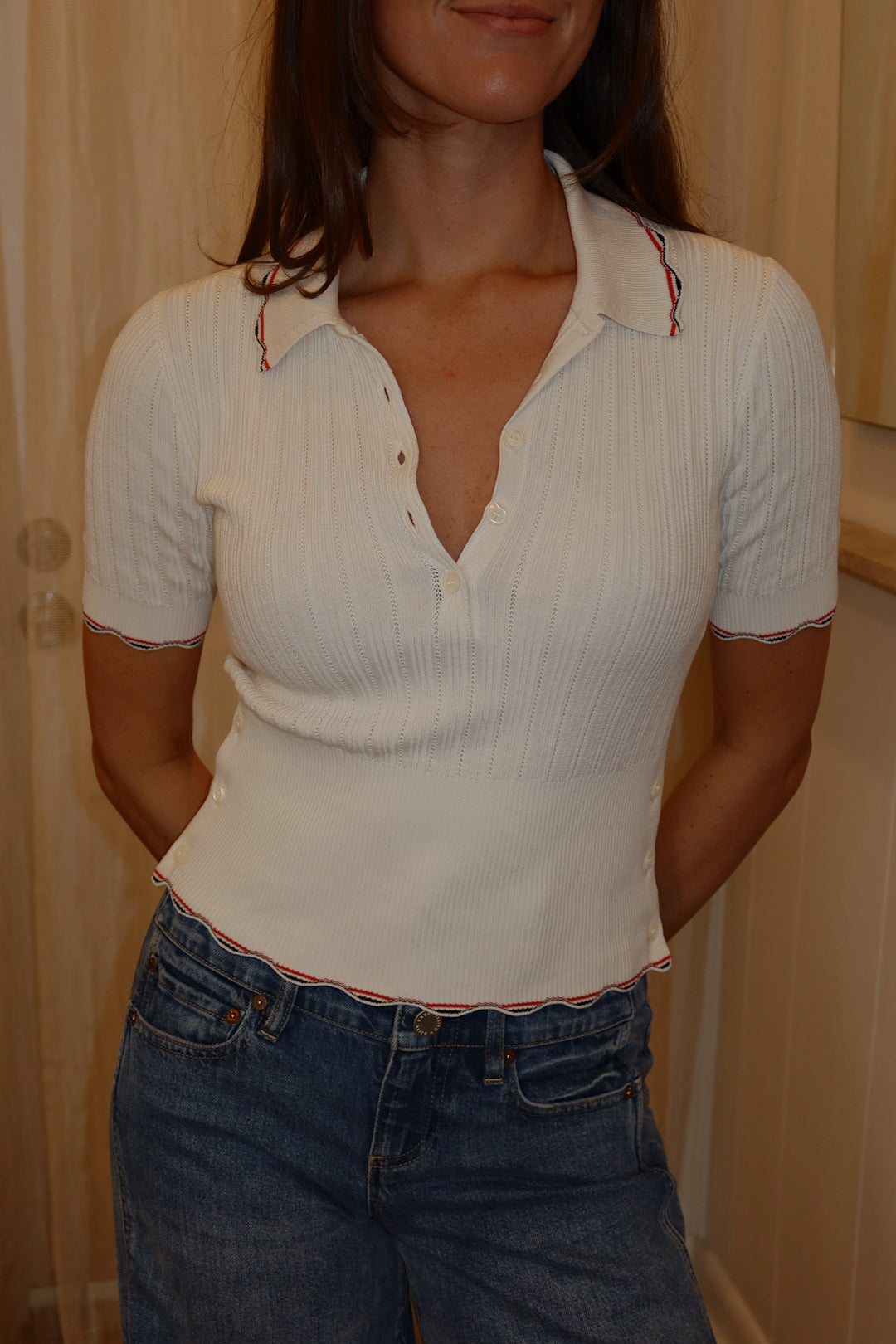 Top Thom Brown Short Sleeve Sweater