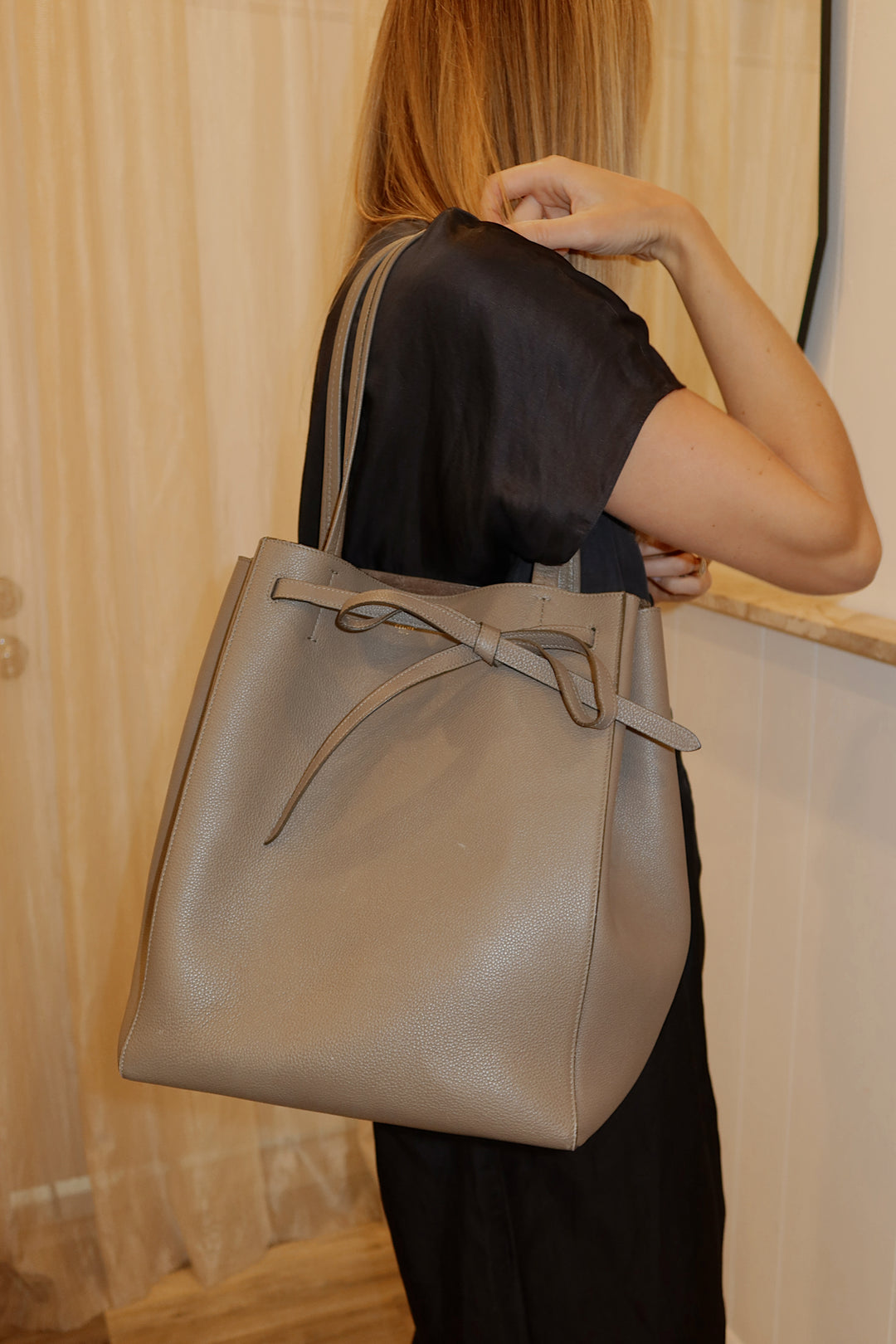 Celine Cabas Phanton Leather Grey Tote