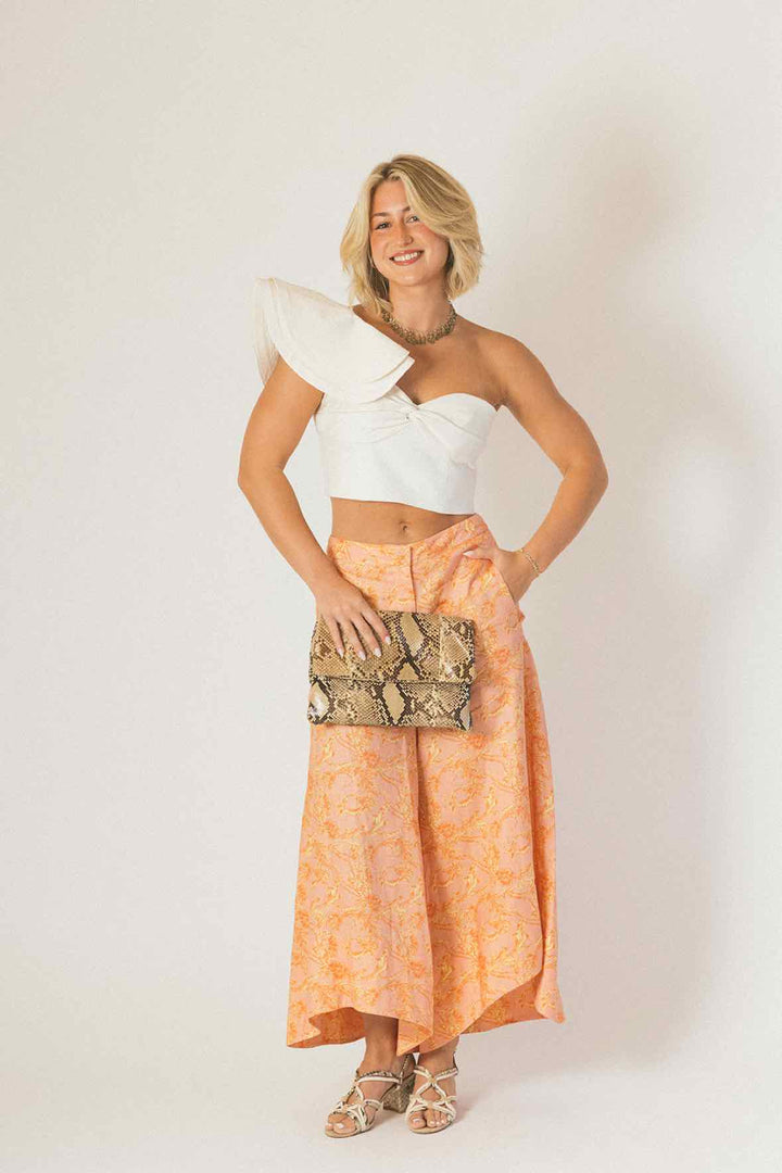 Amur Size 6 Linen Printed Wide Leg Pants