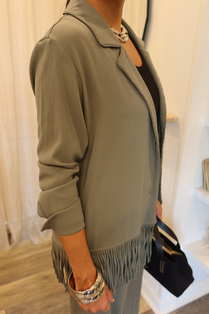Racil Size XS Moss Fringe PJ Btndwn Top