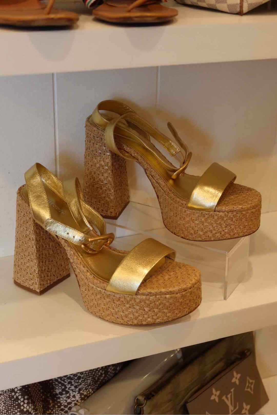 Larroude Shoe Size 9 Raffia Platform  Heels
