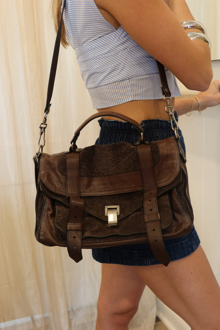 Proenza Size Medium Brown Leather Satchel Purse