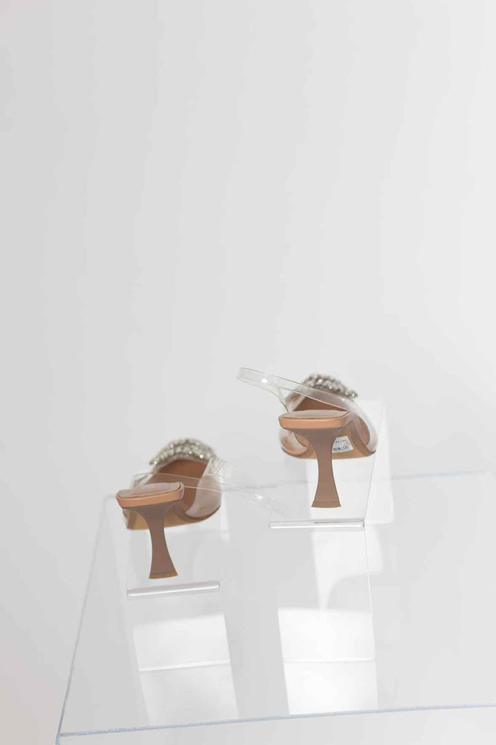 Zara Shoe Size 37 Clear Pointed Toe Crystal Heels