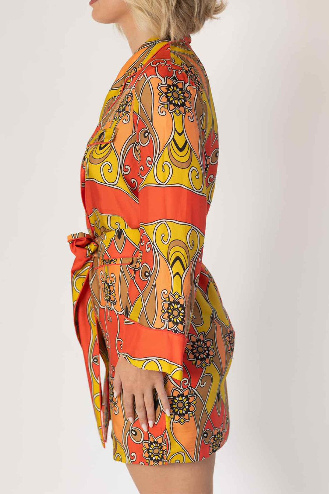 Cara Cara Size S Printed Mini L/s  Dress