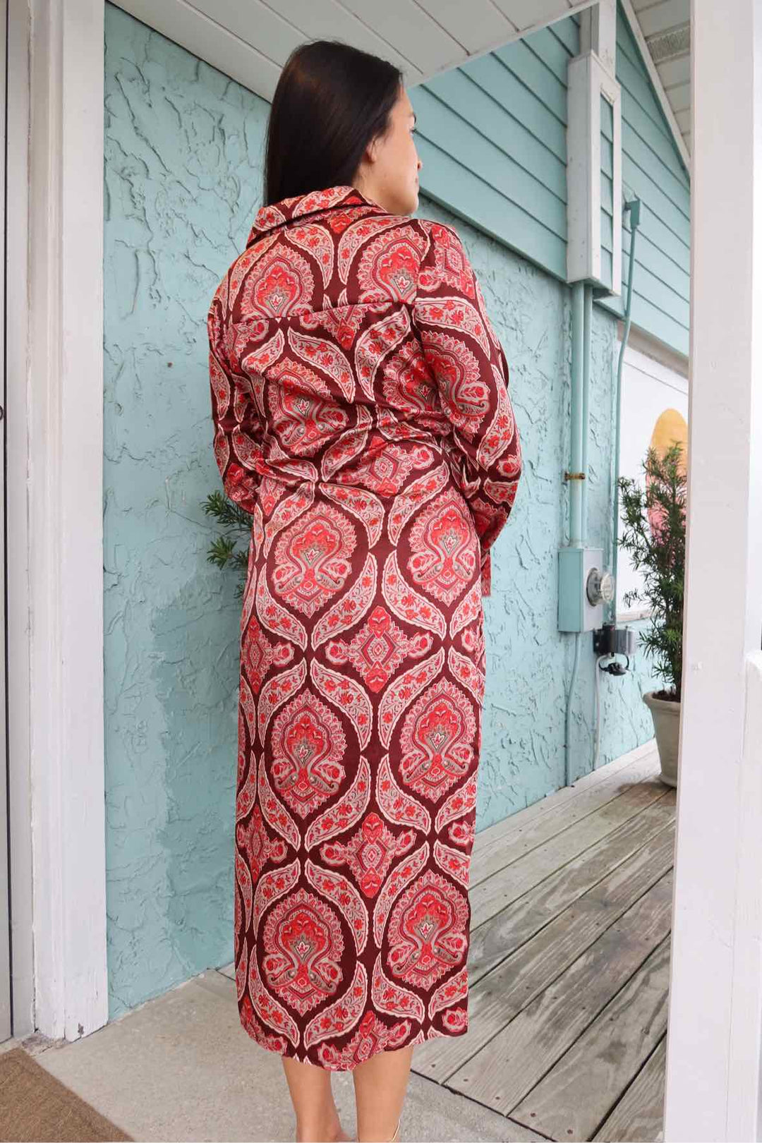 MNG Size M L/s Wrap Print Dress