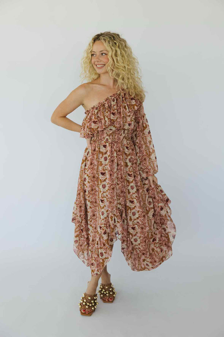 Misa One Shoulder Printed Dress