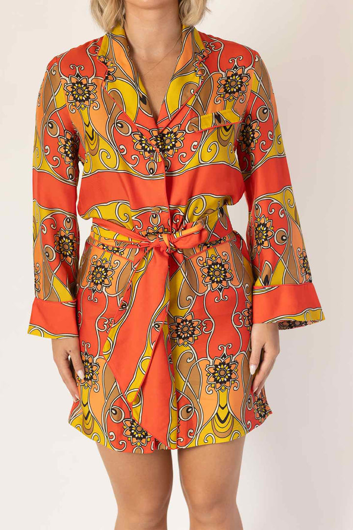 Cara Cara Size S Printed Mini L/s  Dress