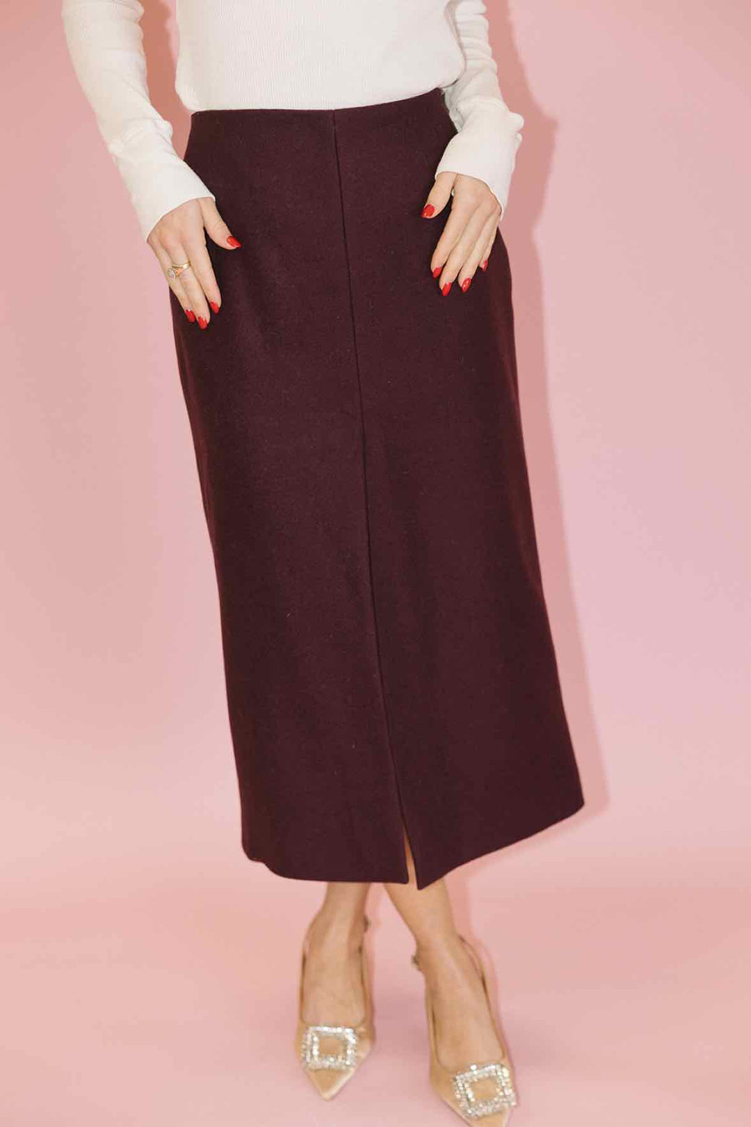 Mango Size S Wool Straight Cut Midi Skirts