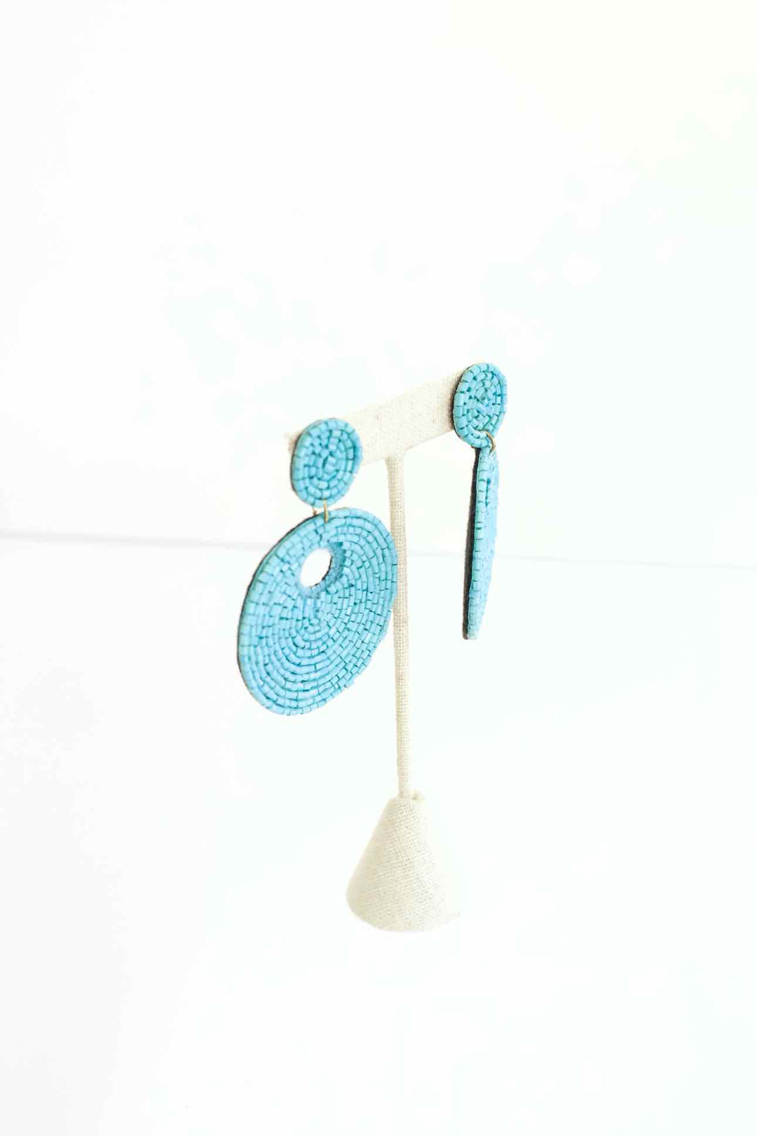 Turquoise Beaded Circle Statement Earrings