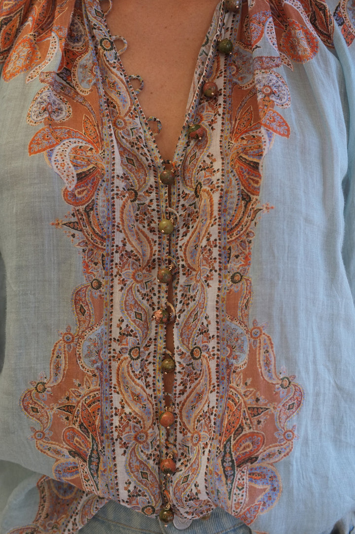 Zimmerman Size 0 Aqua and Floral Top