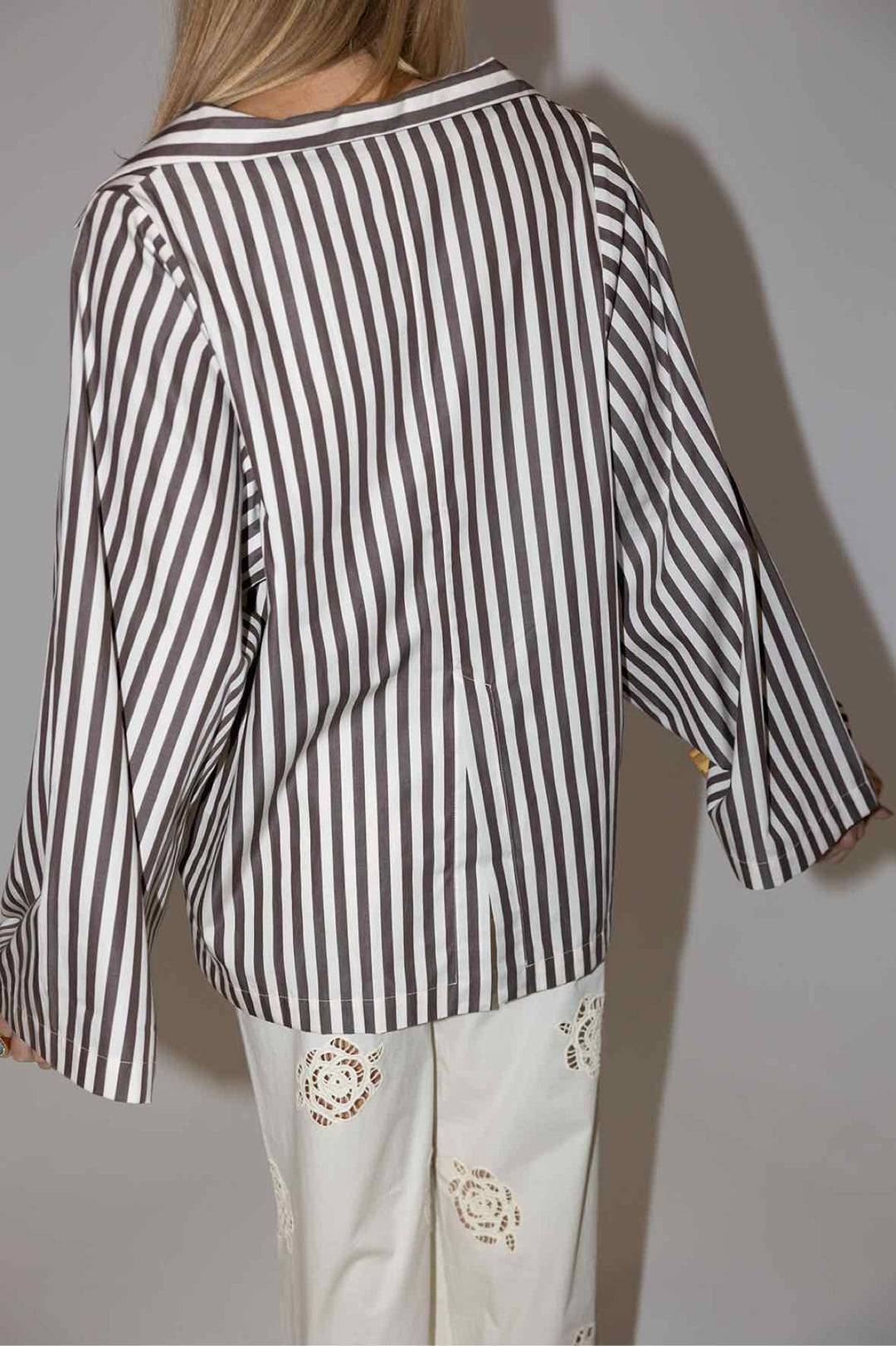 Faithfull Size 8 Striped Collard Top