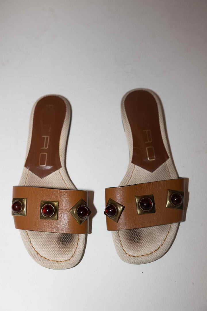 Etro Shoe Size 37 3 Stone Slide Sandals