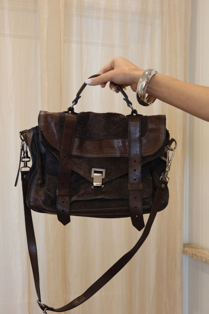 Proenza Size Medium Brown Leather Satchel Purse