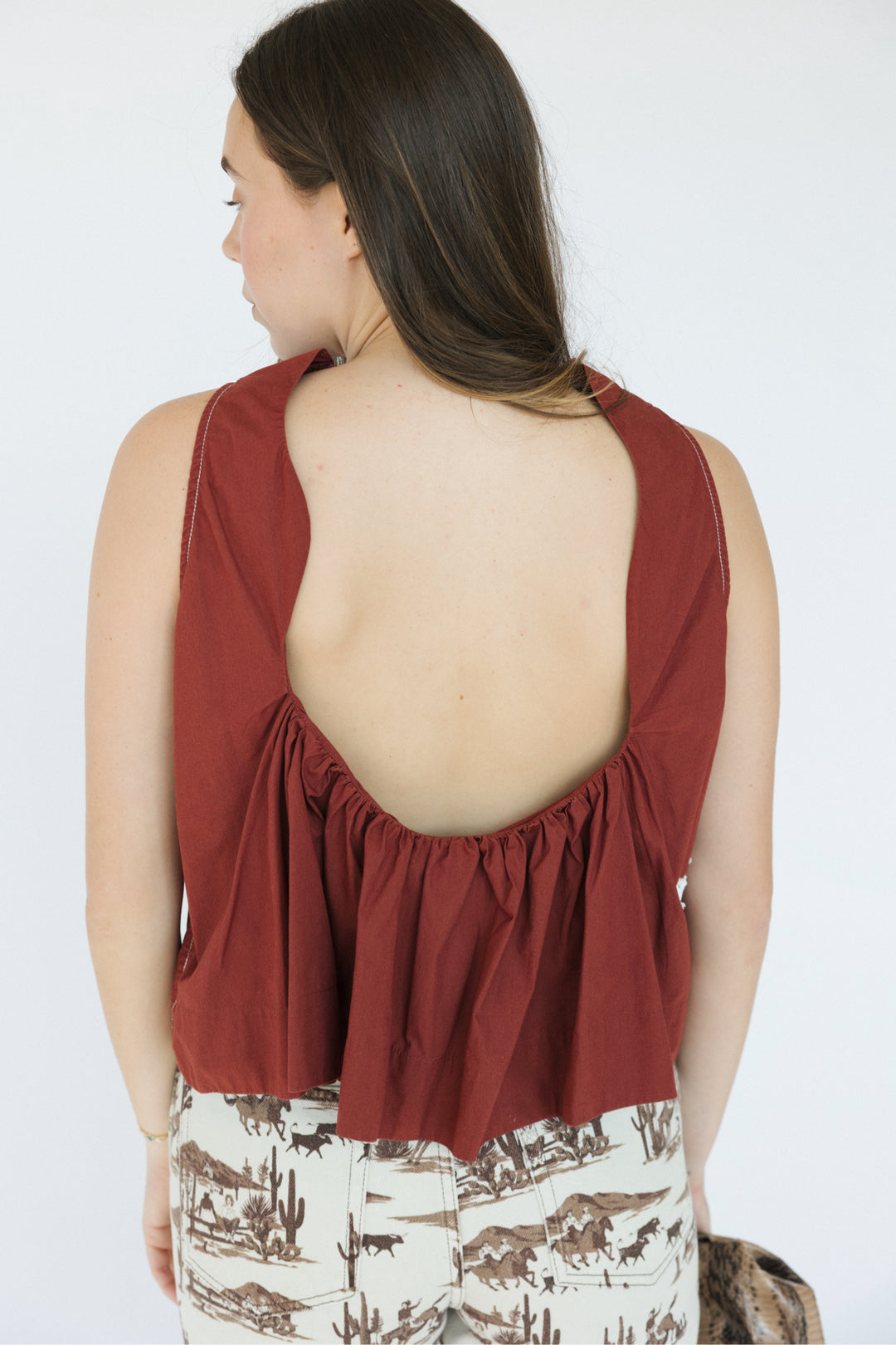 Ganni Size 36 Burgundy Top