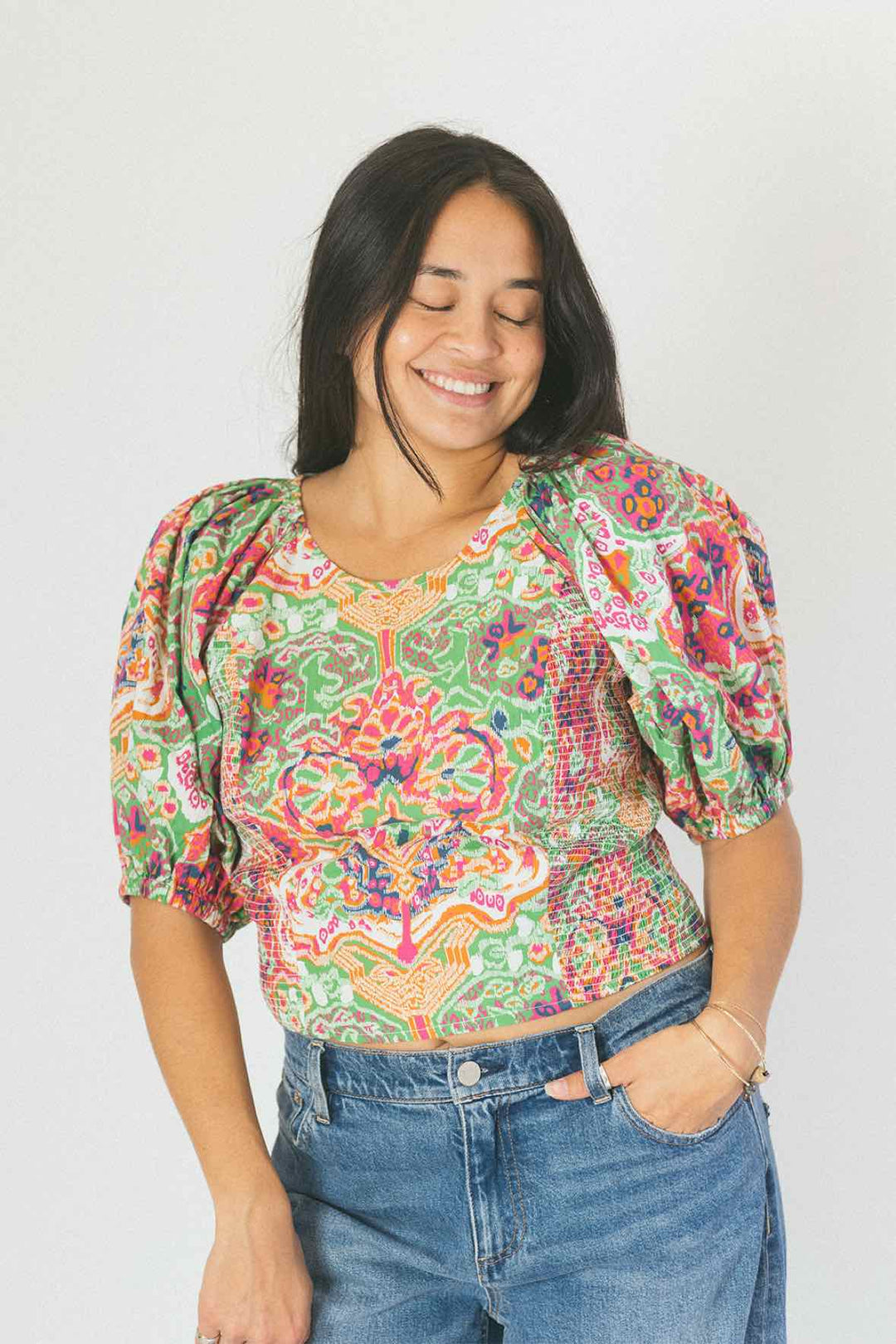 Cleobella  Puff Shoulder Crop  Top