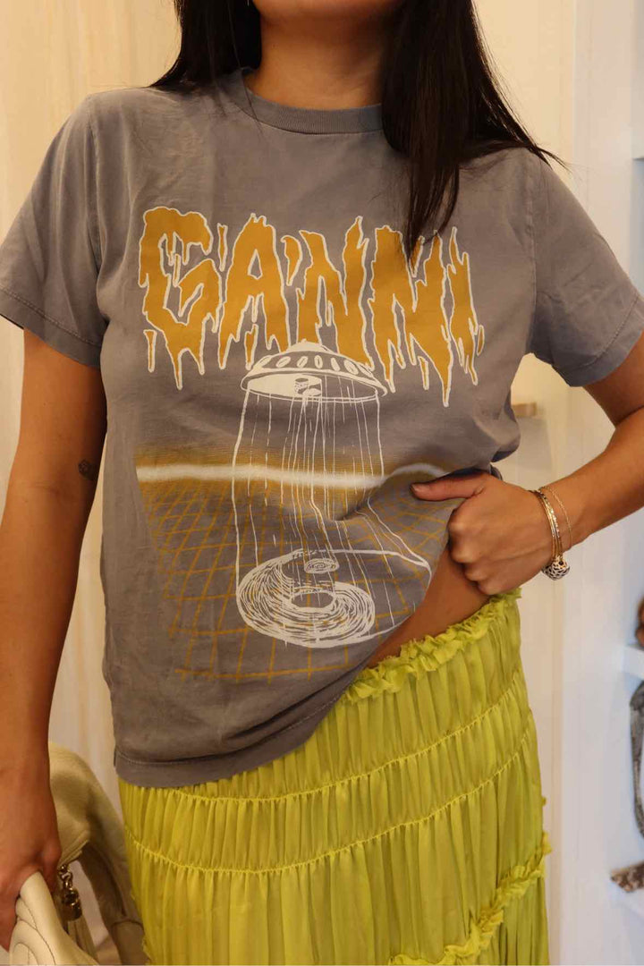 Ganni Size Small Grey T-Shirt