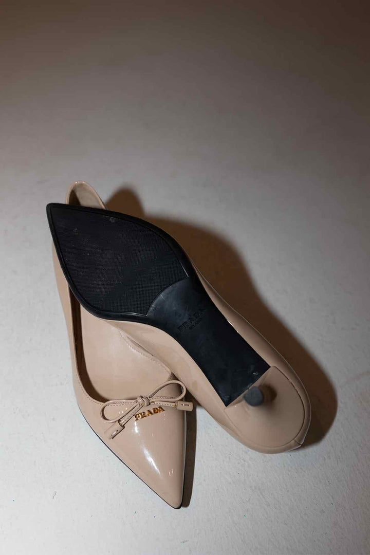 Prada Shoe Size 5 Nude Patent Kitten Heels