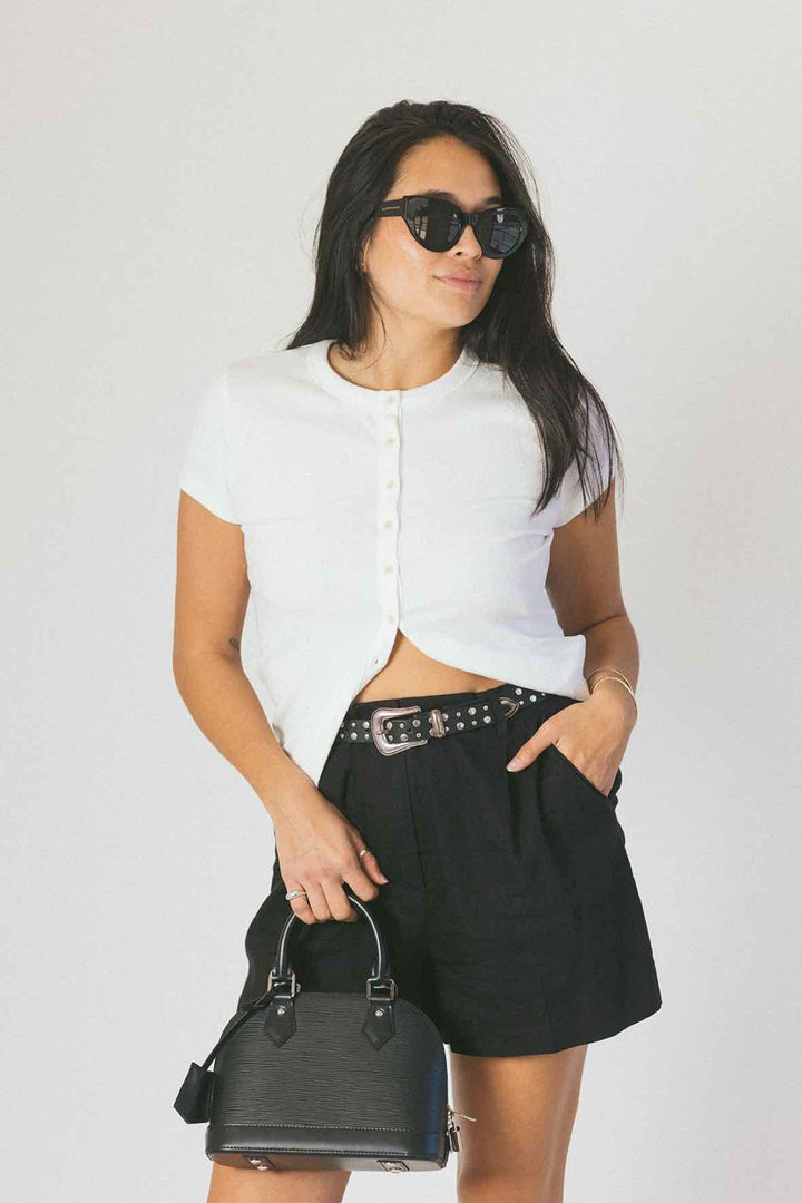 Banana Republic Size Medium White Btndwn S/s Top
