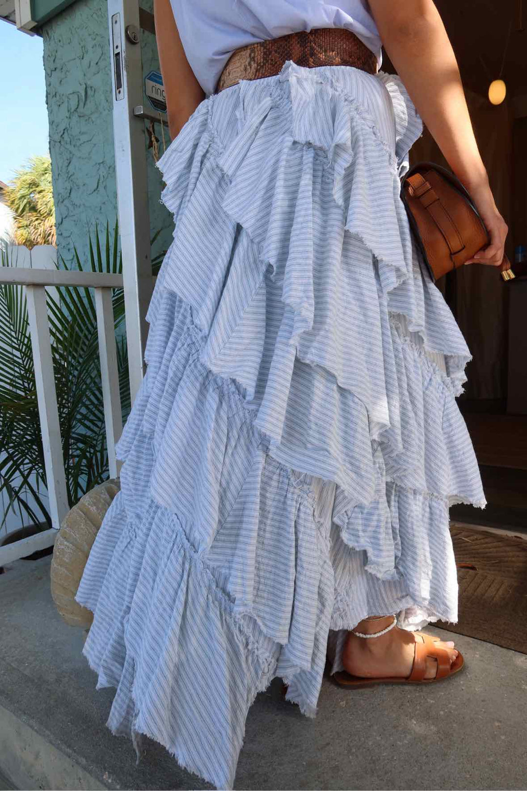 Free People Size XS Striped Blue and White Skirt