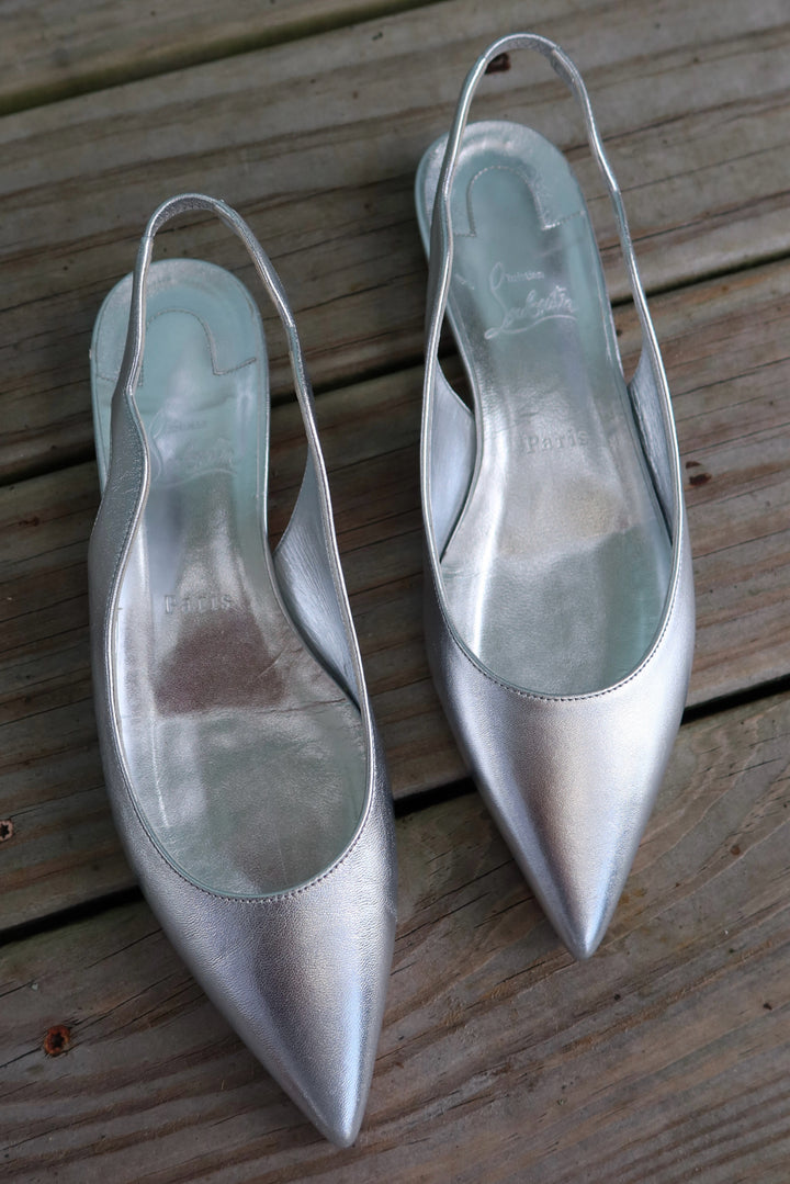 Christian Louboutin Size 38.5 Silver Shoes
