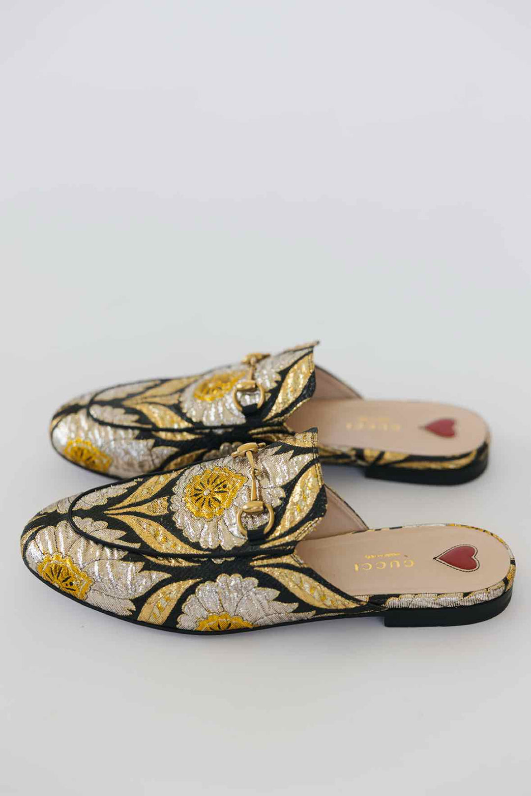 Gucci Shoe Size 38 Gold + Silver Threaded Loafers