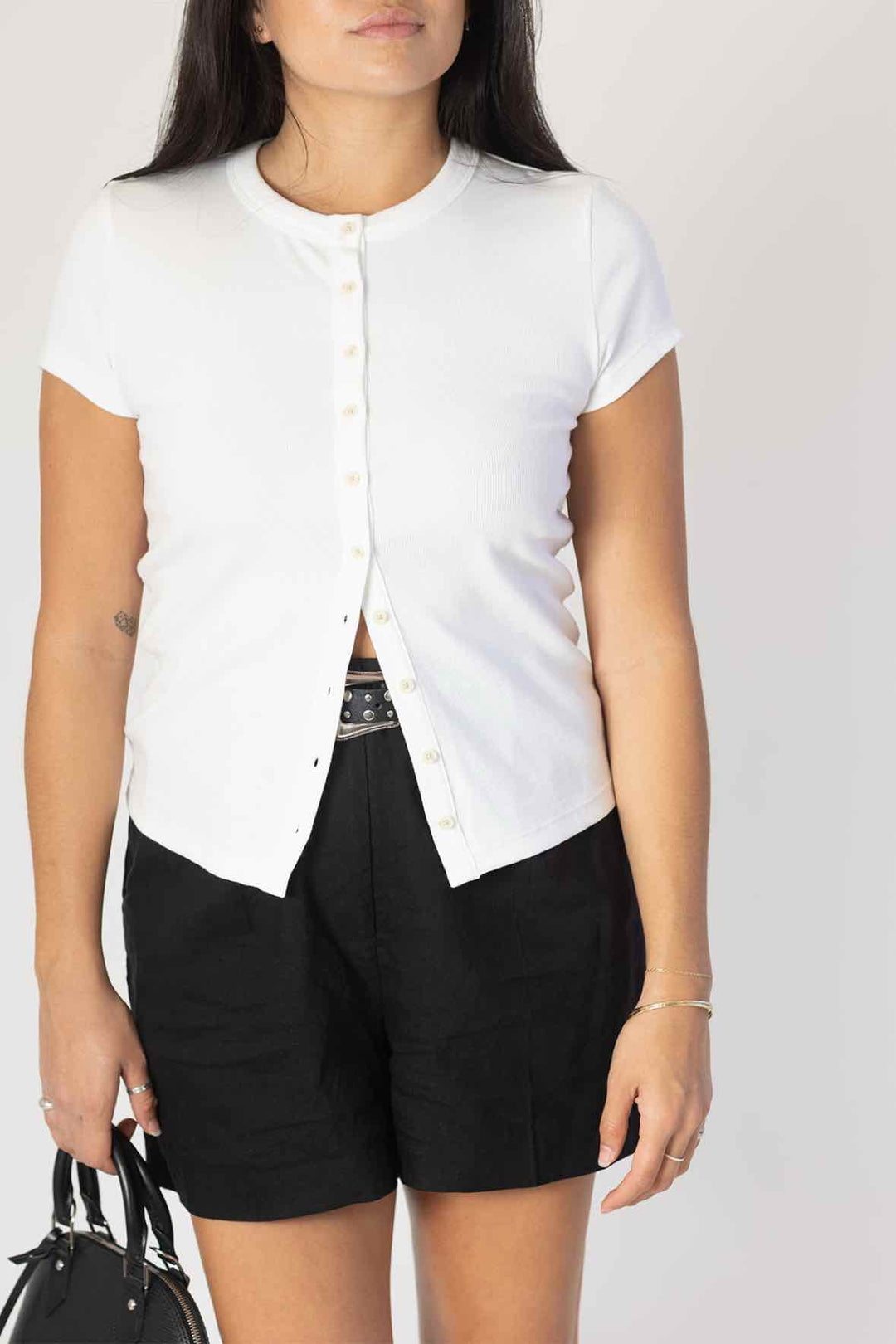 Banana Republic Size Medium White Btndwn S/s Top