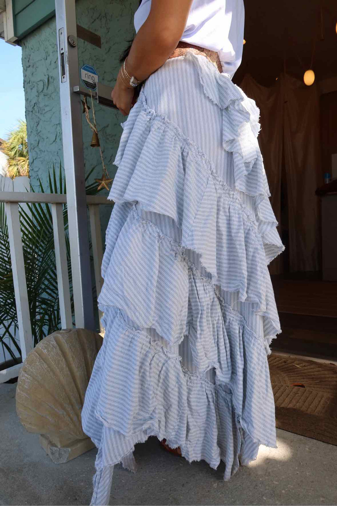 Free People Size XS Striped Blue and White Skirt