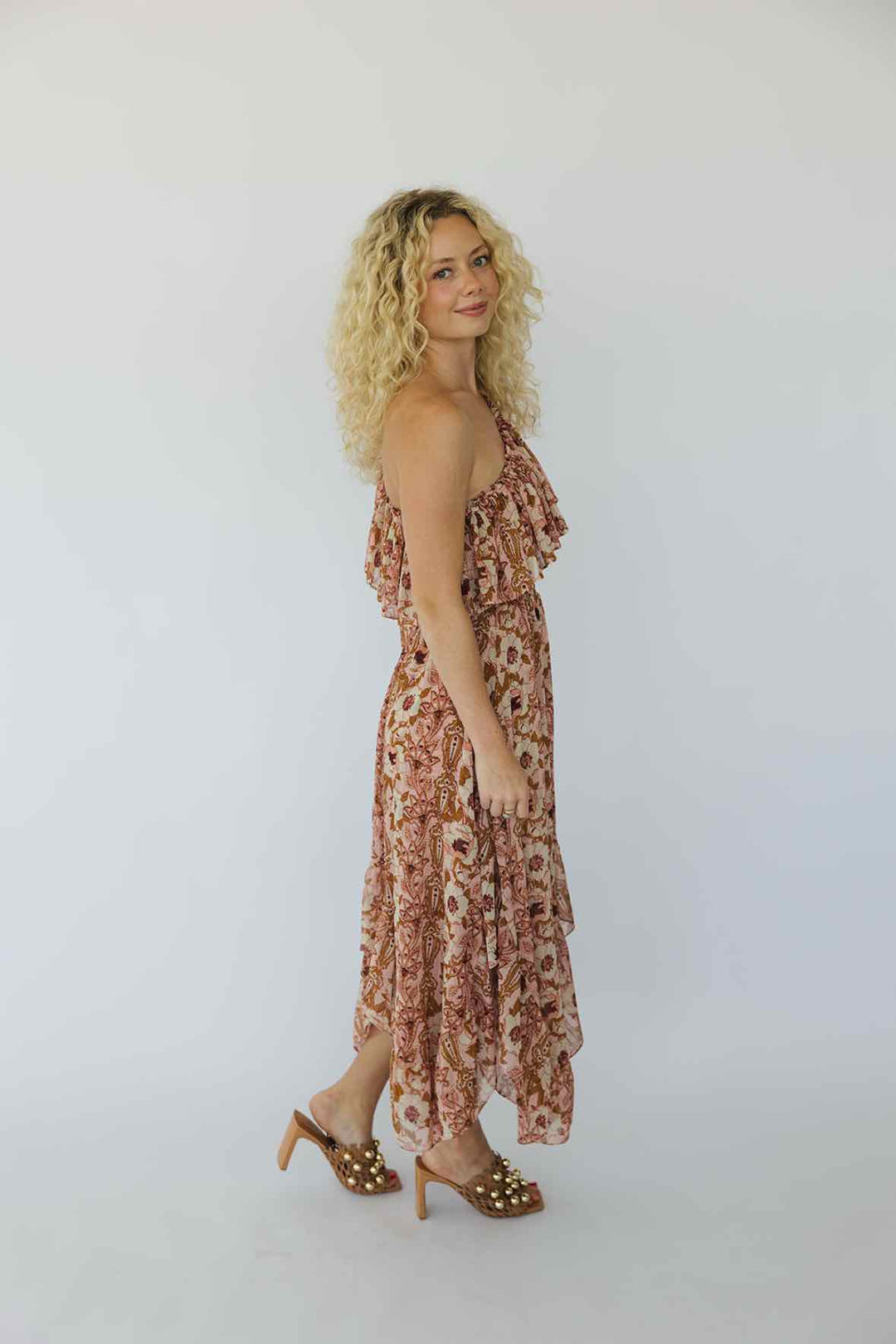 Misa One Shoulder Printed Dress