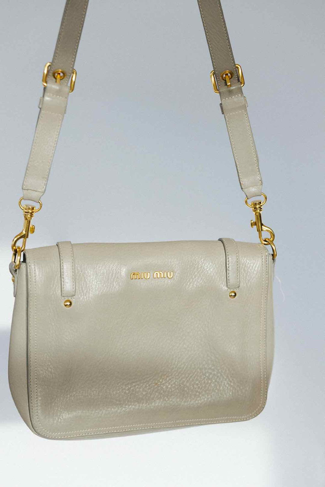 Miu Miu Cervo Pattina Sling Satchel Purse in Grey