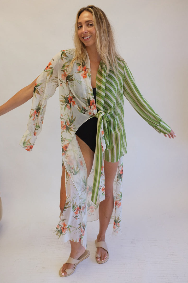 PatBo Size S Mix Print Sheer Wrap Coverup