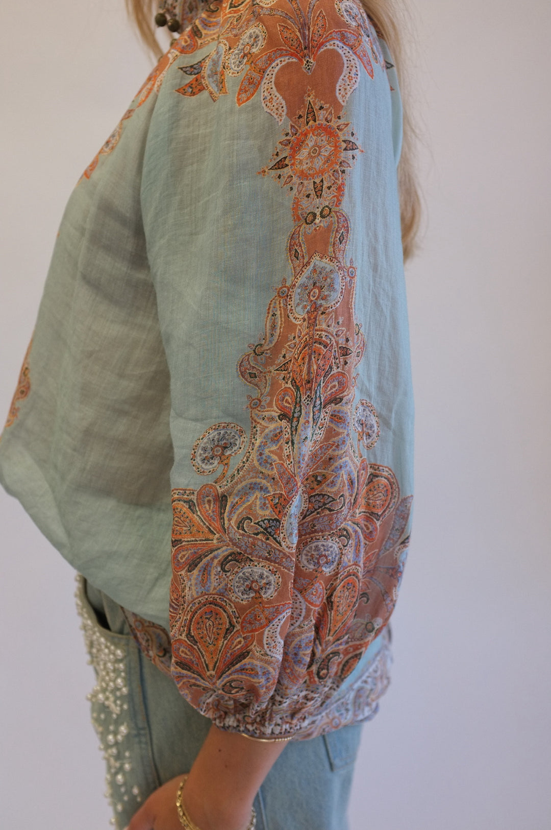 Zimmerman Size 0 Aqua and Floral Top