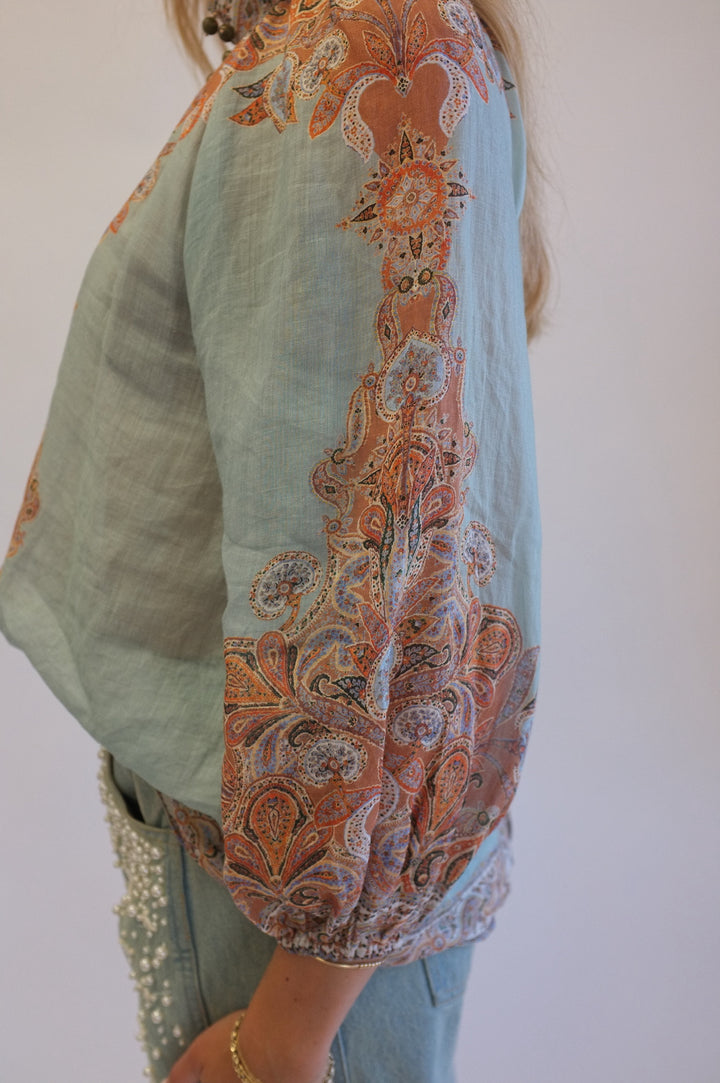 Zimmerman Size 0 Aqua and Floral Top