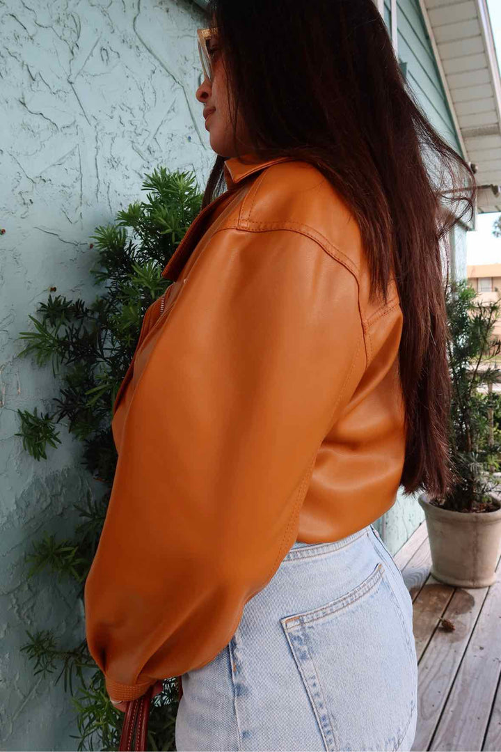 Simkhai Size M/L Brown Leather Jacket