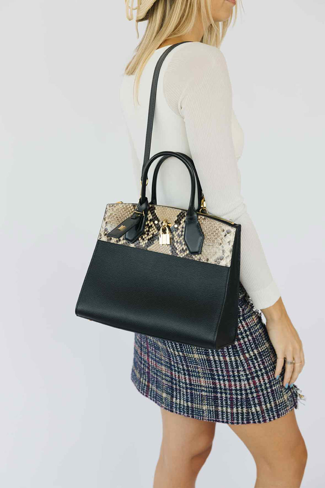 Louis Vuitton Leather/Python City Steamer Purse