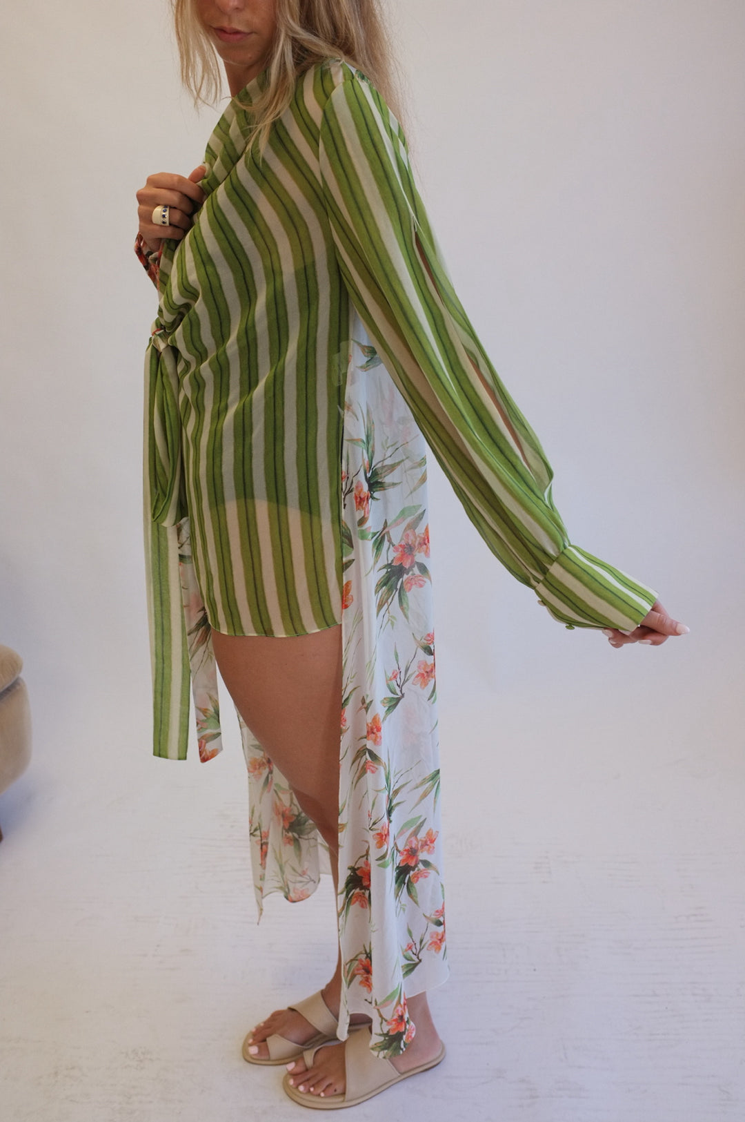 PatBo Size S Mix Print Sheer Wrap Coverup